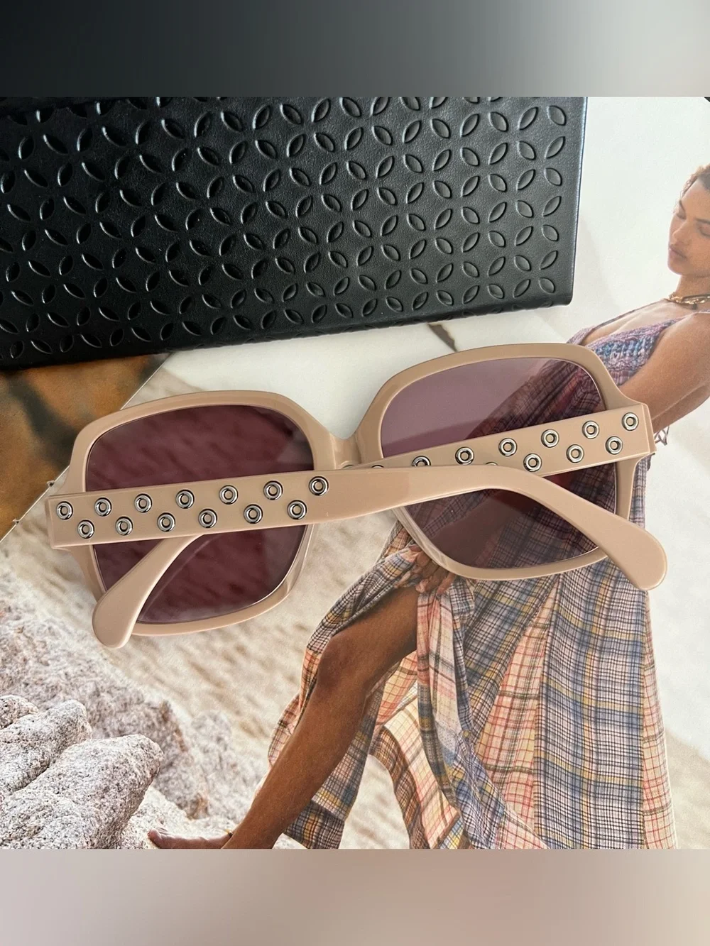 ALAÏA Oversized Square Women's Sunglasses in Beige